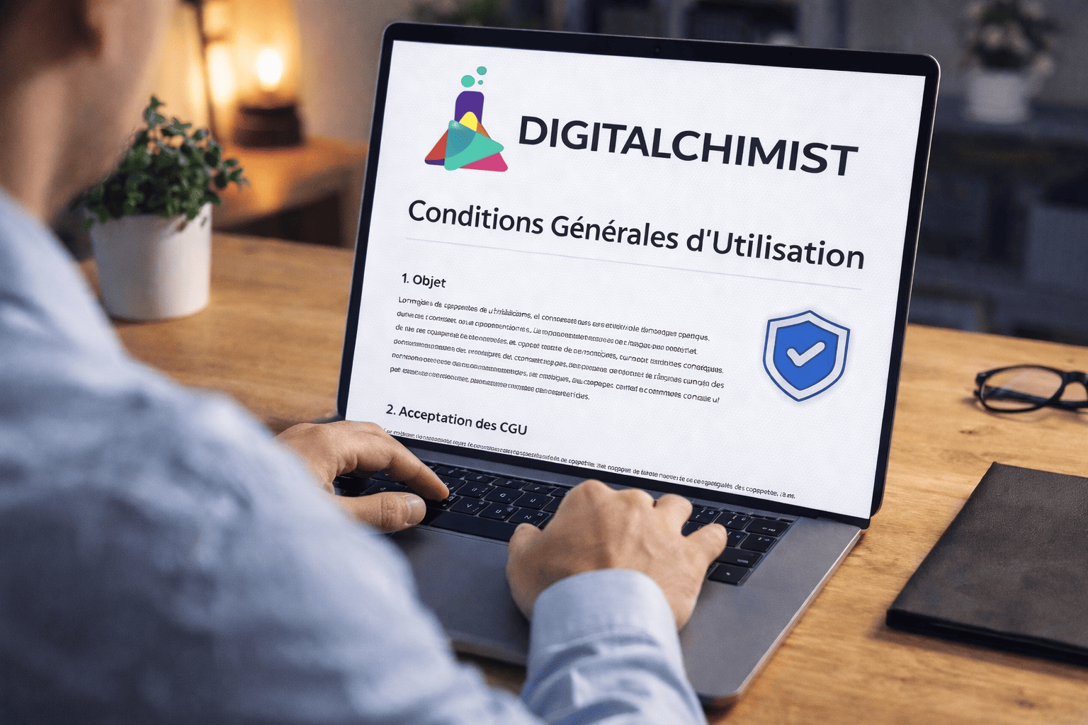Conditions générales d’utilisation du site Digitalchimist consultées sur ordinateur